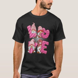 Cute Pink Gnomes team Squad Love Heart Valentines T-Shirt