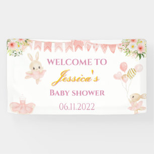 Cute pink & gold ballerina baby shower banner