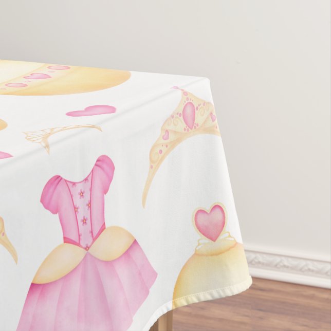 Cute Pink & Gold Tiara Princess Tablecloth (In Situ)