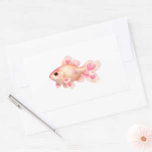 Cute Pink Goldfish with Hearts Kawaii Sticker