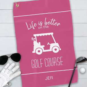 Cute Pink Golf Cart Golfer Golf Course Girly Cute Towel