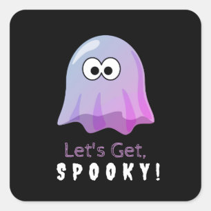 Cute Pink Google Eyes Ghost: Spooky & Whimsical Square Sticker