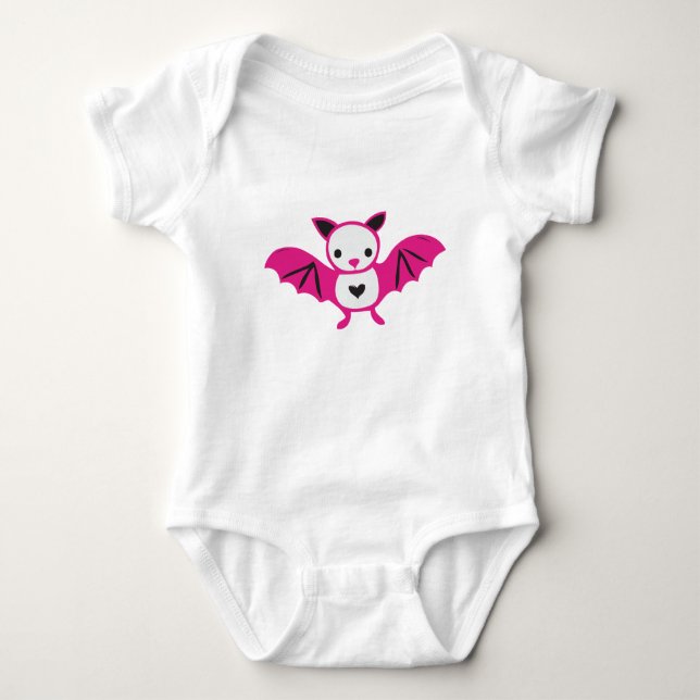 Cute Pink Goth Bat Baby Bodysuit (Front)