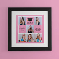 Cute Pink Graduate Photo Collage Graduation Party