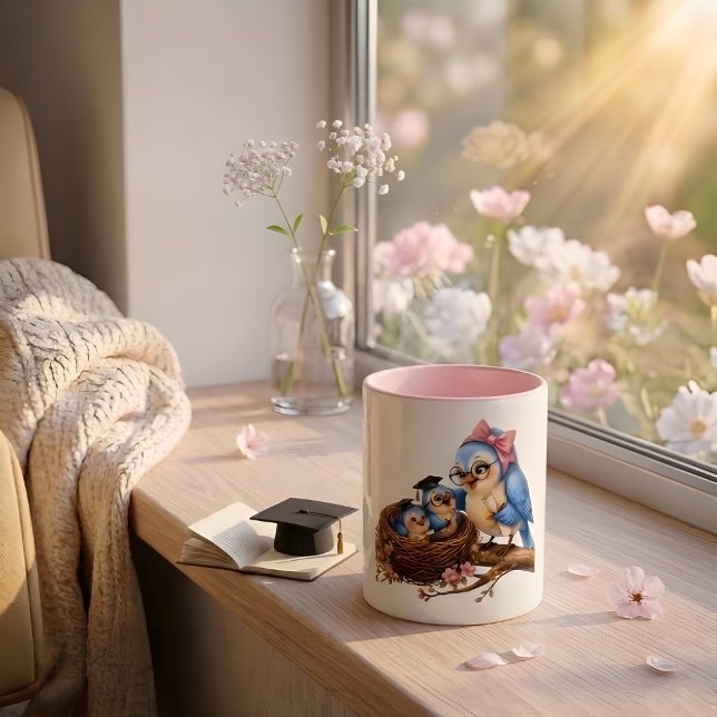 Cute Pink Graduation Bird Mug (Creator Uploaded)