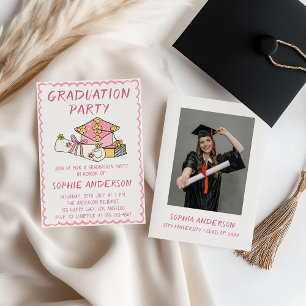 Cute Pink Graduation Party Invitation with Photo