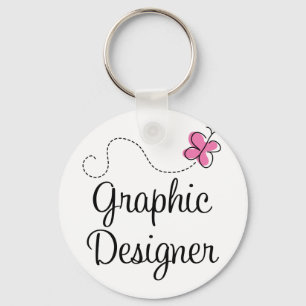 Cute Pink Graphic Designer Key Ring
