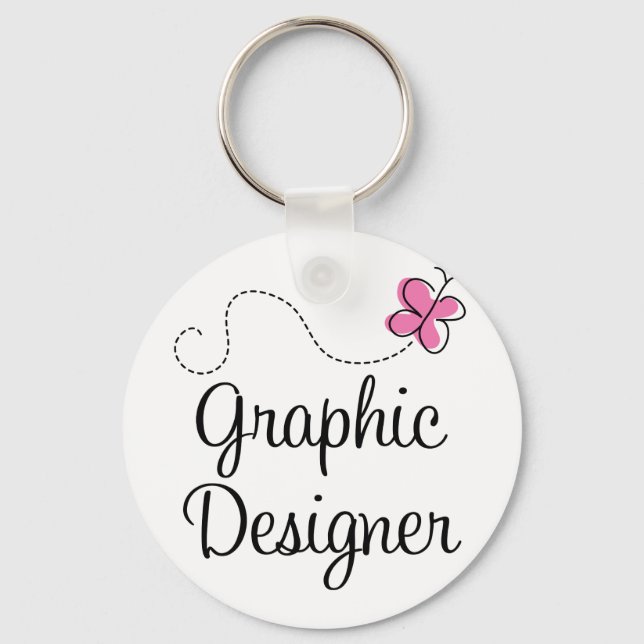 Cute Pink Graphic Designer Key Ring (Front)