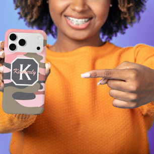 Cute Pink Green Camo, Minimalist Personalised