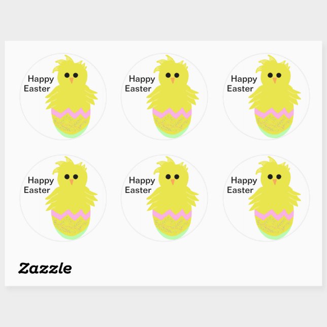 Cute Pink Green Chick Egg Easter Stickers (Sheet)
