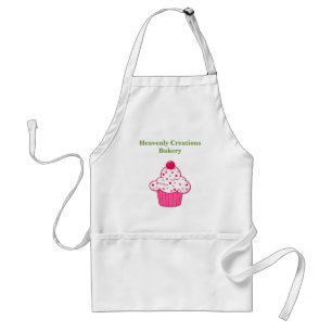 Cute Pink & Green Cupcake Bakery Business Apron
