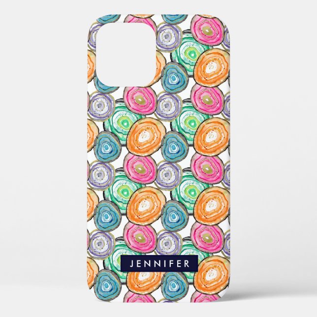 Cute pink green orange geode pattern personalised Case-Mate iPhone case (Back)