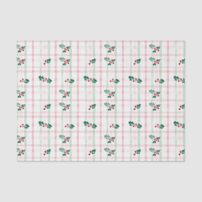 Cute Pink Green Retro Christmas Tissue Paper (Front)
