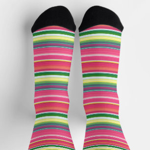 Cute pink green stripes socks