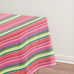 Cute pink green stripes tablecloth