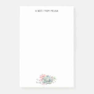 Cute Pink Green Succulents Personalised No Post-it Post-it Notes