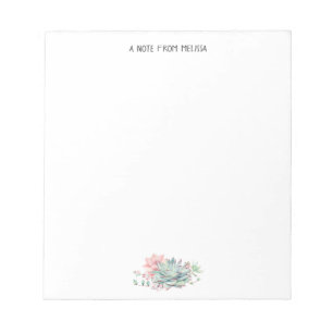 Cute Pink Green Succulents Personalised Notepad