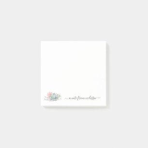 Cute Pink Green Succulents Personalised Post-it No Notes