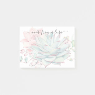 Cute Pink Green Succulents Personalised Post-it No Notes