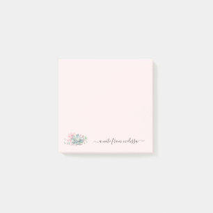 Cute Pink Green Succulents Personalised Post-it No Post-it Notes