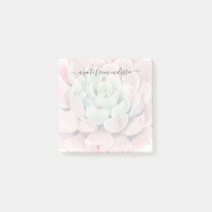 Cute Pink Green Succulents Personalised Post-it Notes