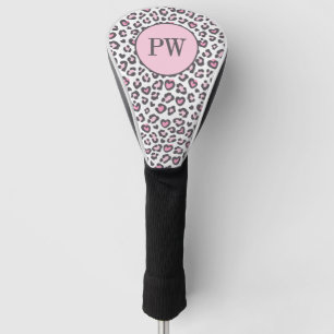 Cute Pink Grey Animal Leopard Print Golf Head Cover