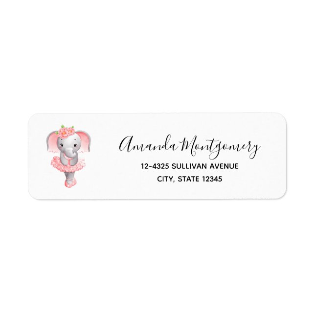 Cute Pink & Grey Elephant Ballerina (Front)