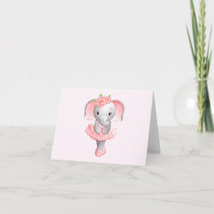 Cute Pink & Grey Elephant Ballerina Thank You