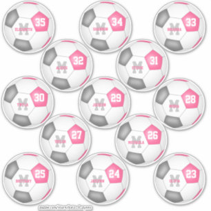 cute pink grey individual soccer players
