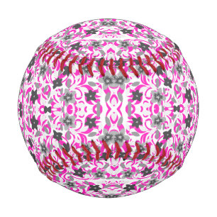 Cute pink grey white abstract flowers baseball