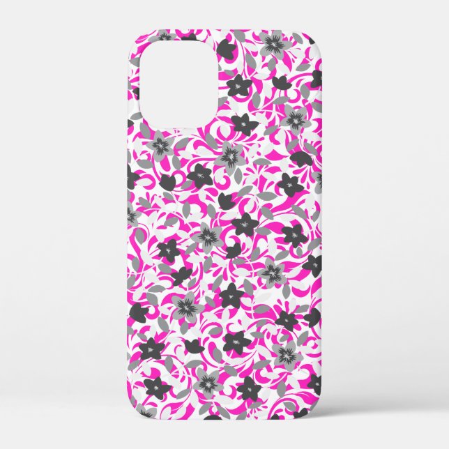 Cute pink grey white abstract flowers Case-Mate iPhone case (Back)