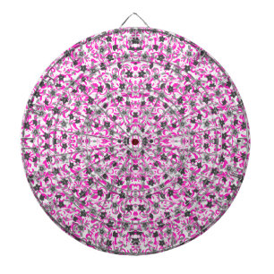 Cute pink grey white abstract flowers dartboard