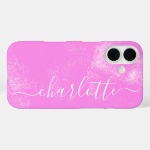 Cute Pink Grunge Aesthetic Personalised Name iPhone 16 Case