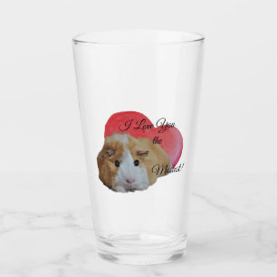 Cute Pink Guinea Pig Loves You the Mostest    Glass