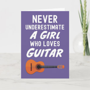 Cute Pink Guitar Player Cards For Baby Girls Kids