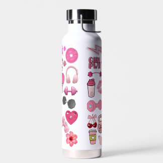 Cute Pink Gym Fitness Pattern Stainless Steel Wate Water Bottle