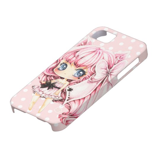 Cute Pink Haired Anime Chibi Girl Case Mate Iphone Case Zazzle Co Uk
