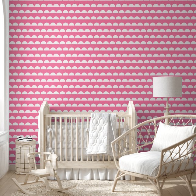 Cute Pink Half Moon Repeat Pattern  Wallpaper (Kids)