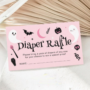 Cute Pink Halloween Baby Shower Diaper Raffle Enclosure Card