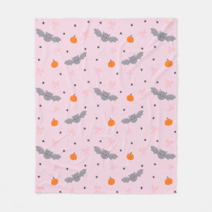 Cute Pink Halloween Bat Pattern Blanket
