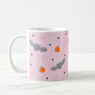 Cute Pink Halloween Bat Pattern Mug