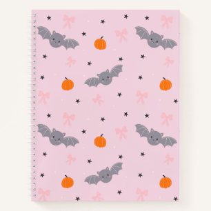 Cute Pink Halloween Bat Pattern Notebook