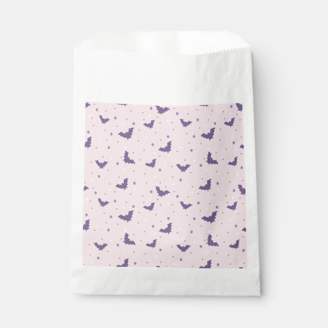 Cute Pink Halloween Bat Pattern with Polka Dots Favour Bags (Front)