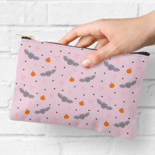 Cute Pink Halloween Bat Pattern Zipper Pouch