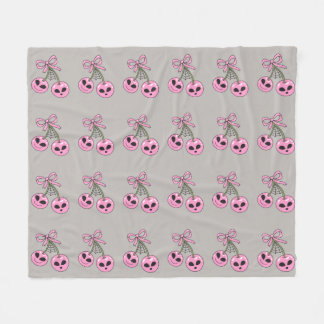cute pink Halloween cherry illustration Fleece Blanket