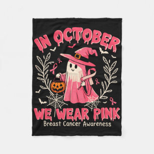 Cute Pink Halloween Ghost For Breast Cancer Suppor Fleece Blanket