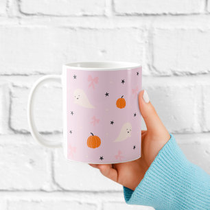 Cute Pink Halloween Ghost Pattern Mug
