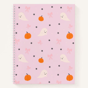 Cute Pink Halloween Ghost Pattern Notebook