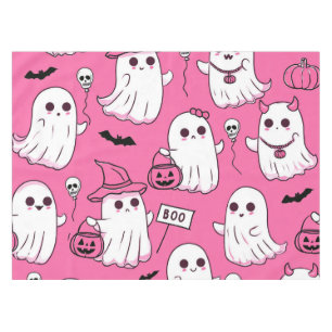 Cute Pink Halloween Ghosts Kawaii Spooky Party  Tablecloth
