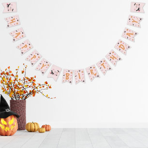 Cute Pink Halloween Happy Birthday Party Bunting